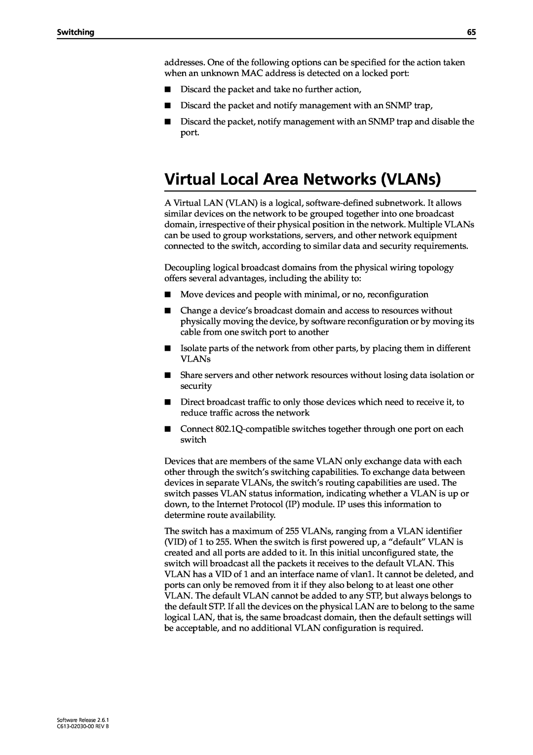 Allied Telesis at-8700xl series switch manual Virtual Local Area Networks VLANs 