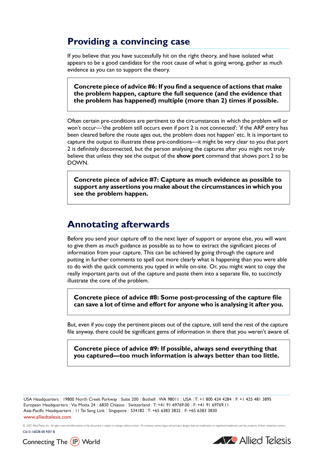 Allied Telesis AT-8900 Series manual Providing a convincing case, Annotating afterwards 