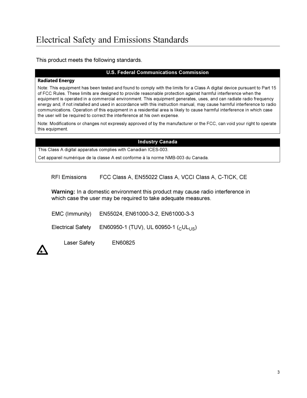 Allied Telesis AT-9000/28 manual Electrical Safety and Emissions Standards 