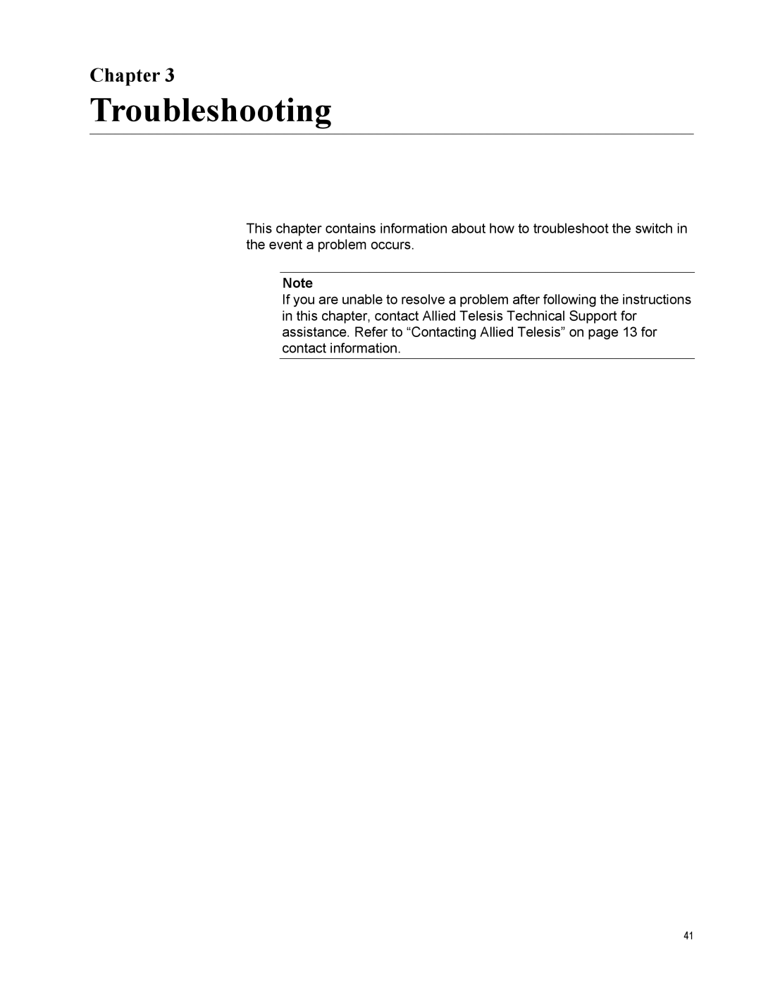 Allied Telesis AT-9000/28 manual Troubleshooting 