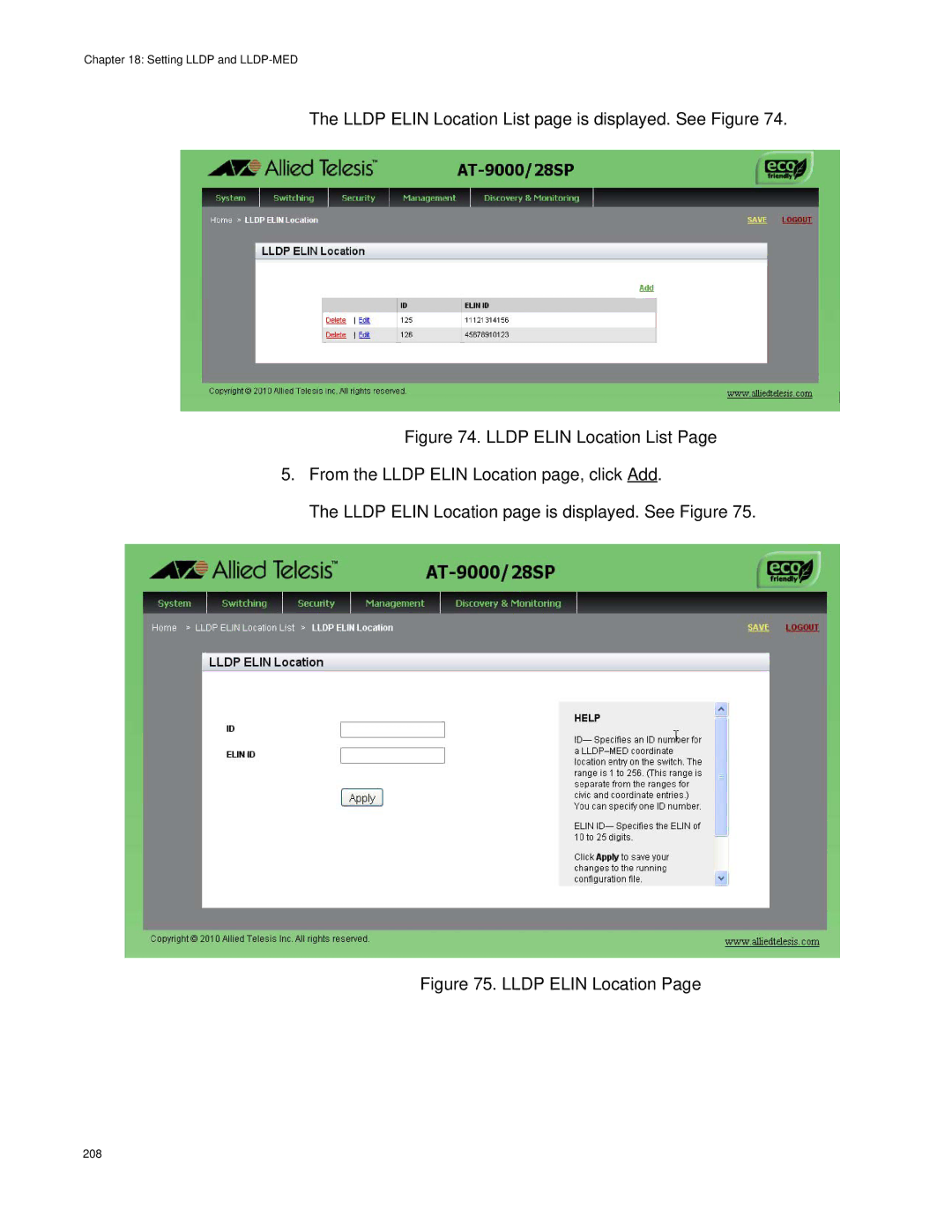 Allied Telesis AT-9000/52, AT-9000/28SP manual Lldp Elin Location 