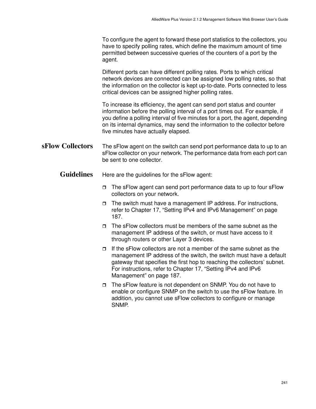 Allied Telesis AT-9000/52, AT-9000/28SP manual SFlow Collectors Guidelines 