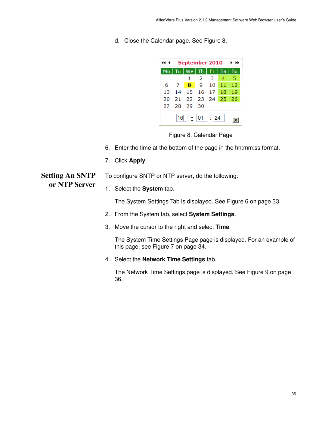 Allied Telesis AT-9000/28SP, AT-9000/52 manual Setting An Sntp or NTP Server, Select the Network Time Settings tab 