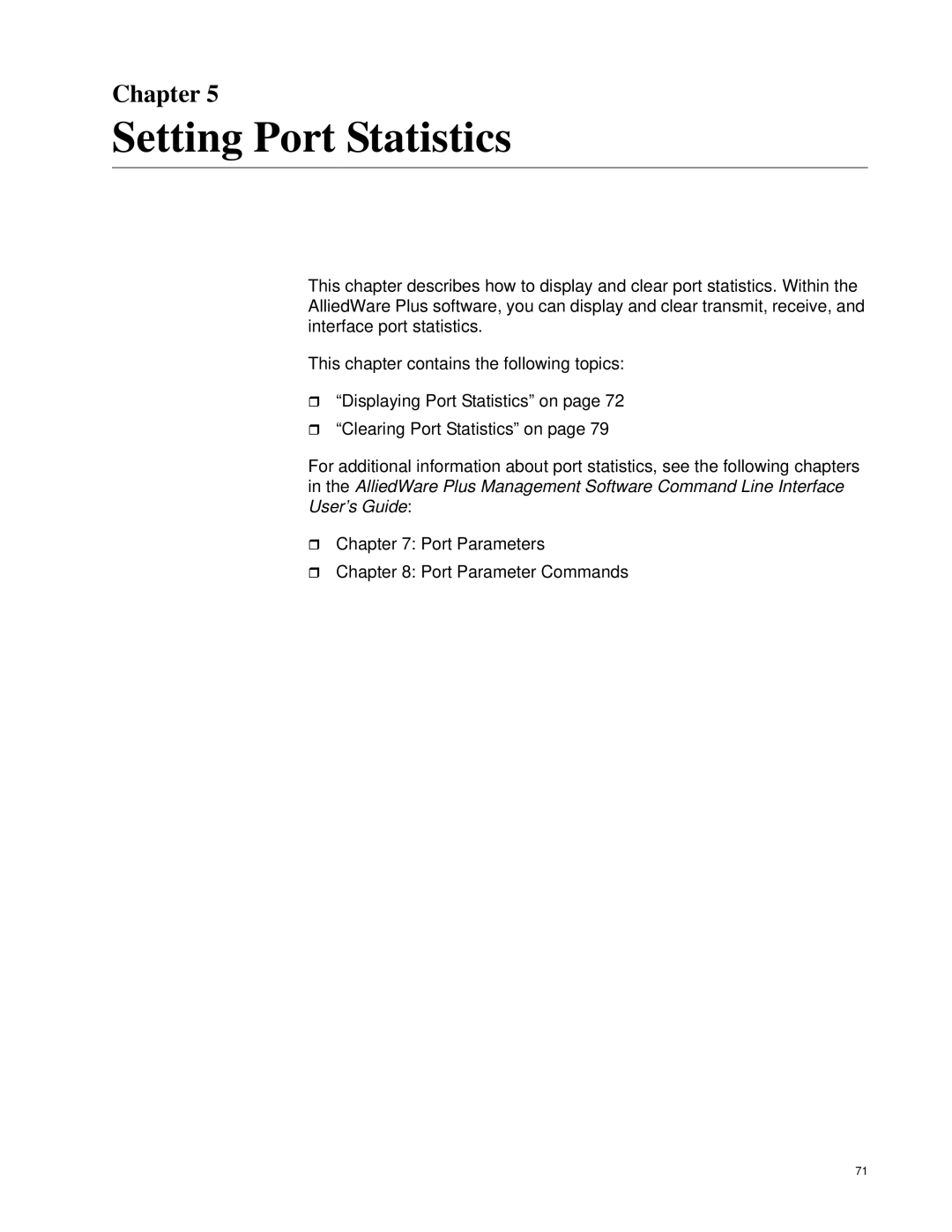 Allied Telesis AT-9000/28SP, AT-9000/52 manual Setting Port Statistics, Chapter 