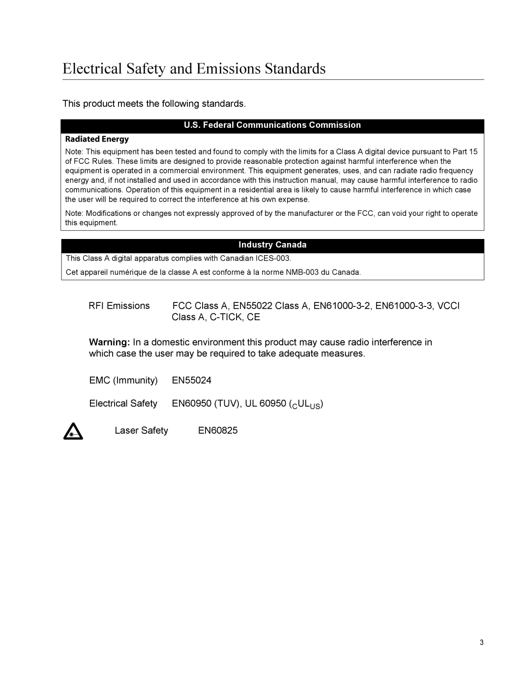 Allied Telesis AT-9408LC/SP, AT-9424T/POE manual Electrical Safety and Emissions Standards 