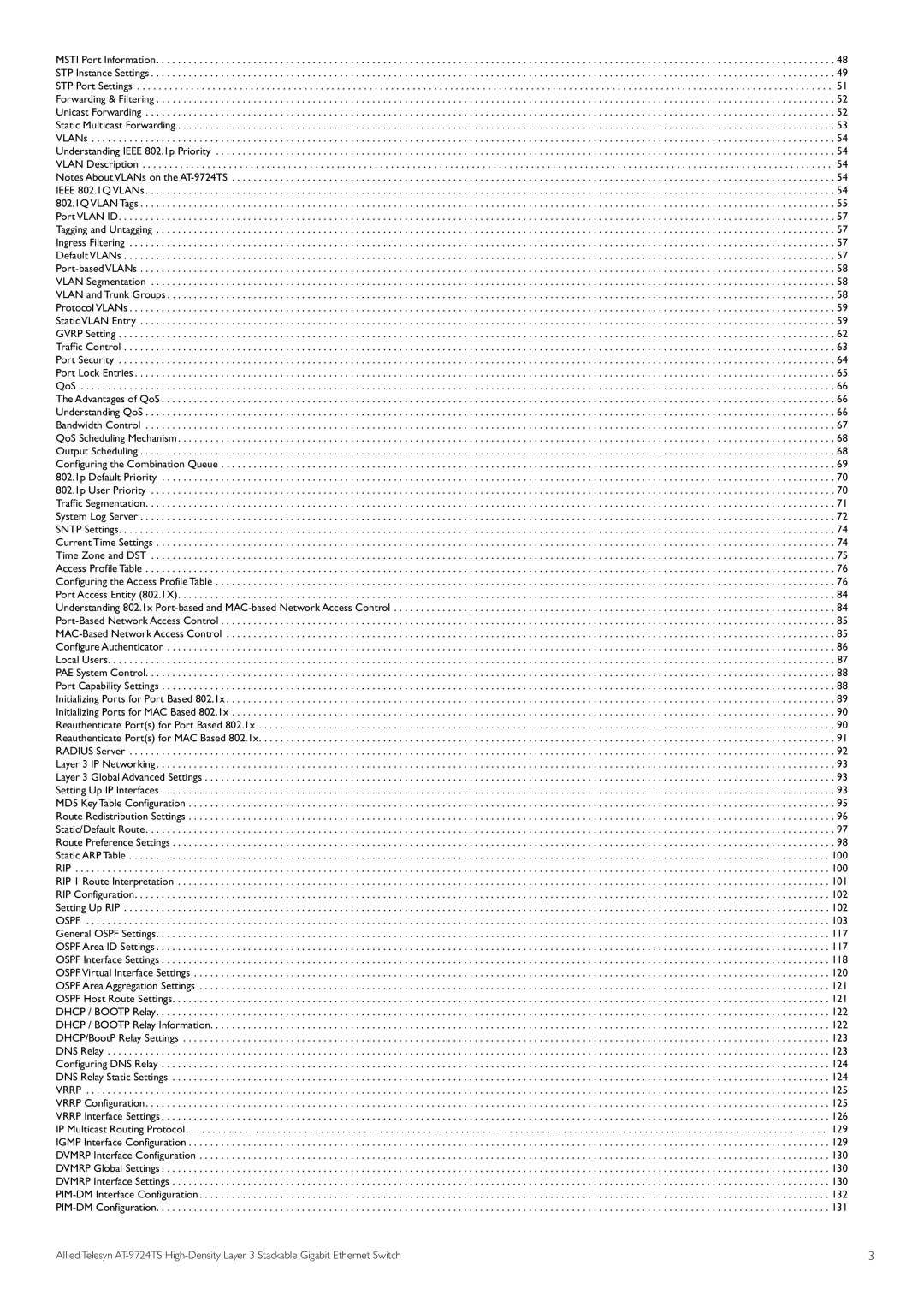 Allied Telesis AT-9724TS specifications Rip 