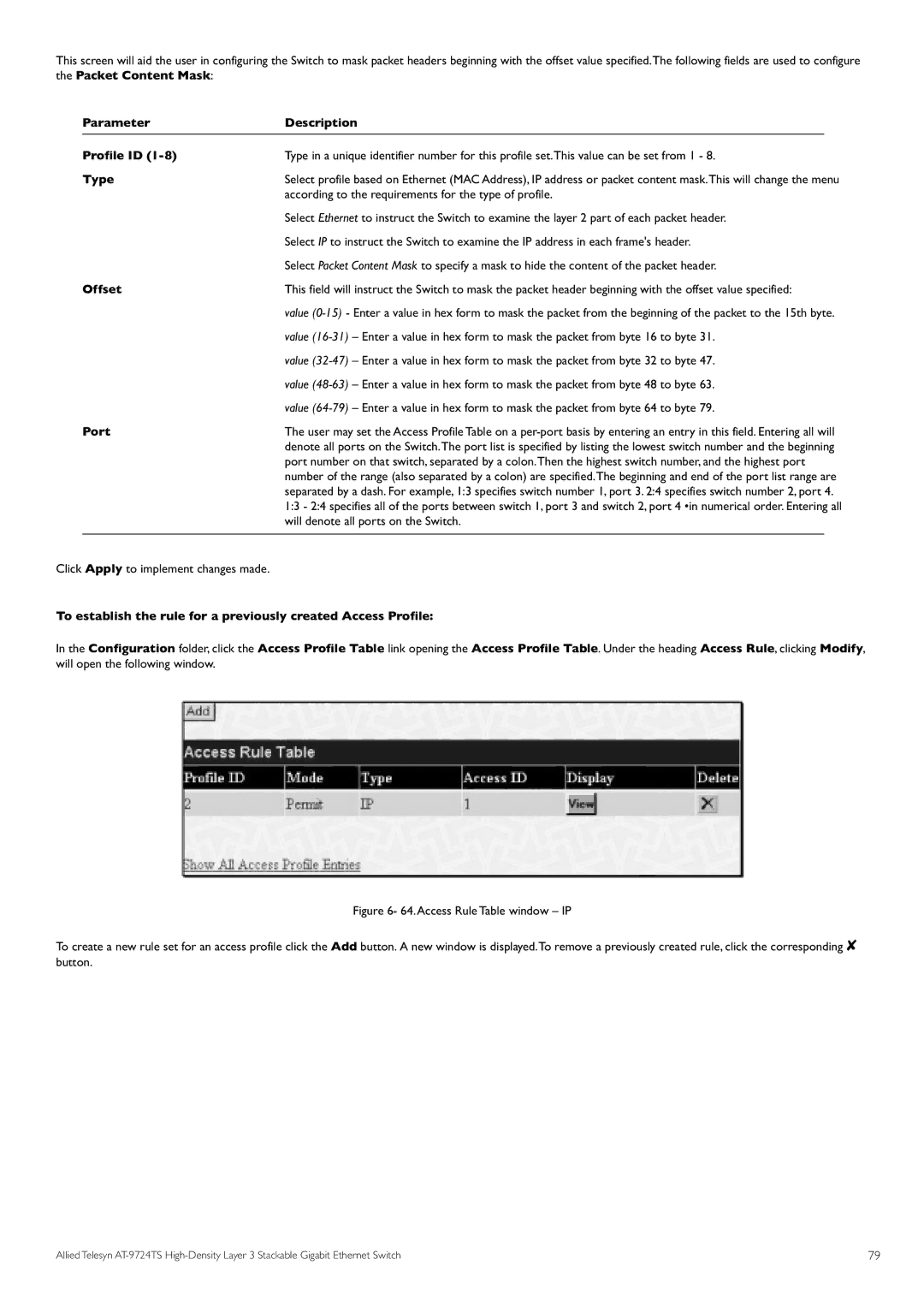 Allied Telesis AT-9724TS specifications Offset 