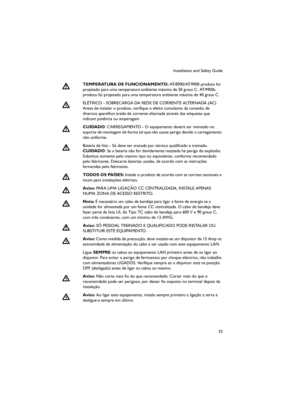 Allied Telesis AT-9900s manual Installation and Safety Guide 