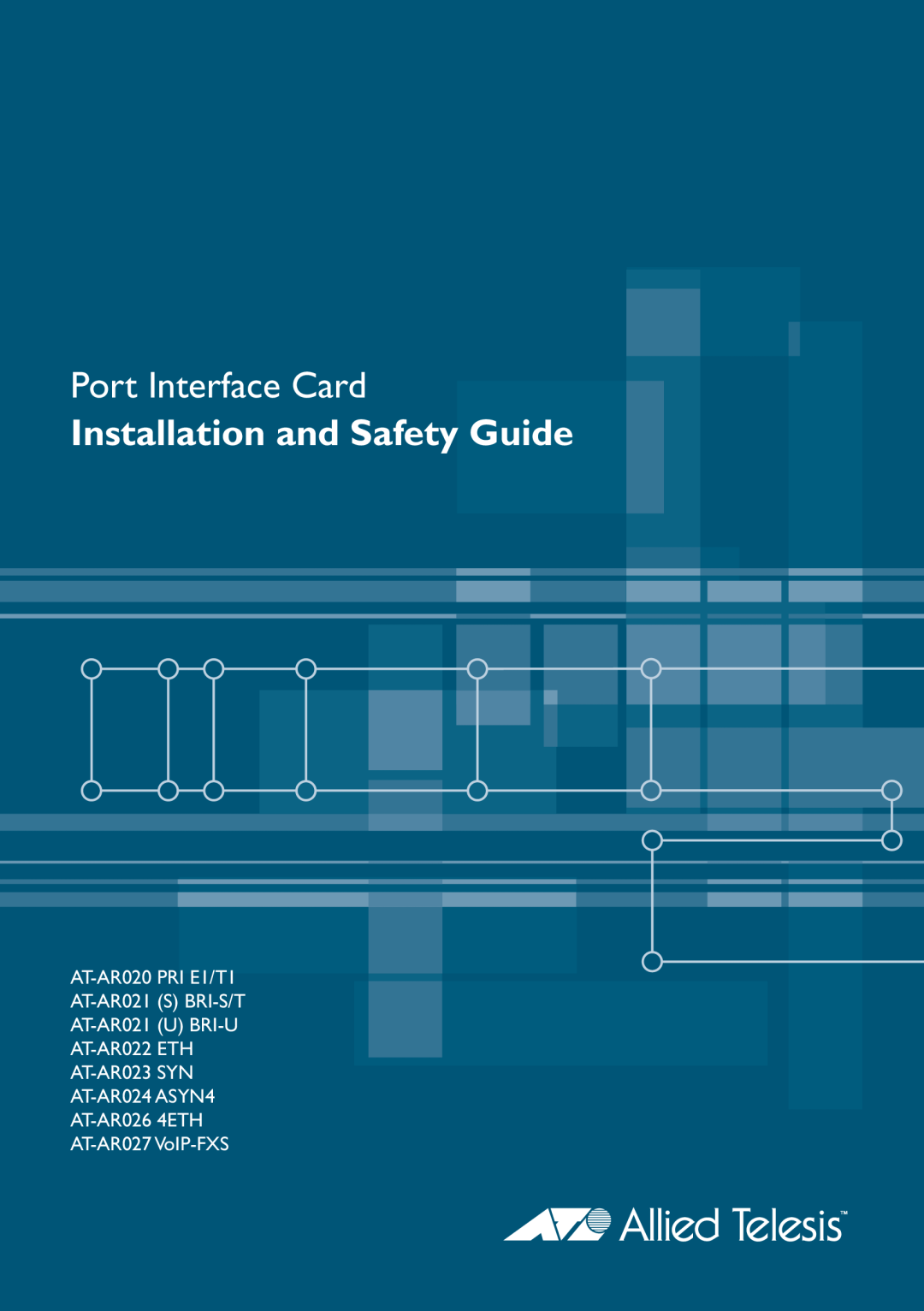 Allied Telesis AT-AR027VOLP-FXS, AT-AR020 PRI EI/TI manual Port Interface Card, Installation and Safety Guide 