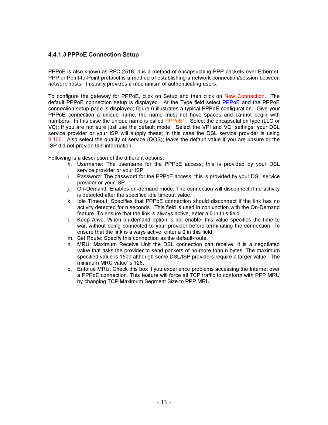 Allied Telesis AT-AR236E manual PPPoE Connection Setup 