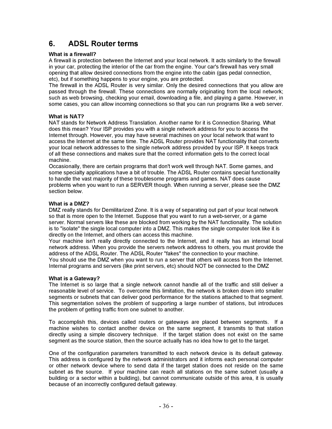 Allied Telesis AT-AR236E manual Adsl Router terms, What is a firewall? 