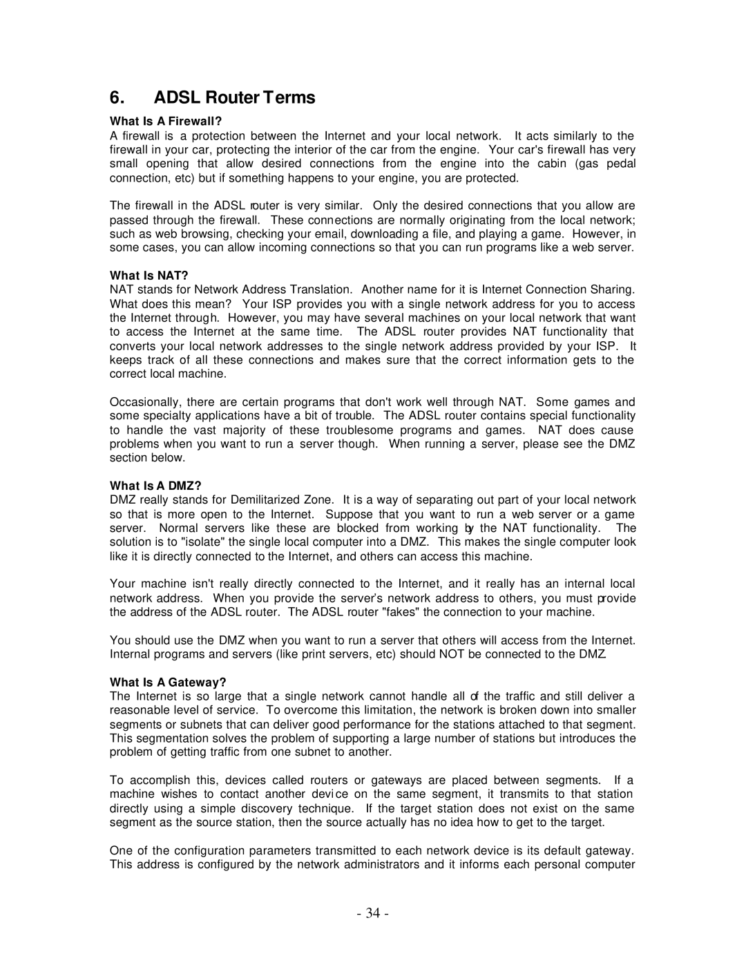 Allied Telesis AT-AR256E manual Adsl Router Terms, What Is a Firewall? 