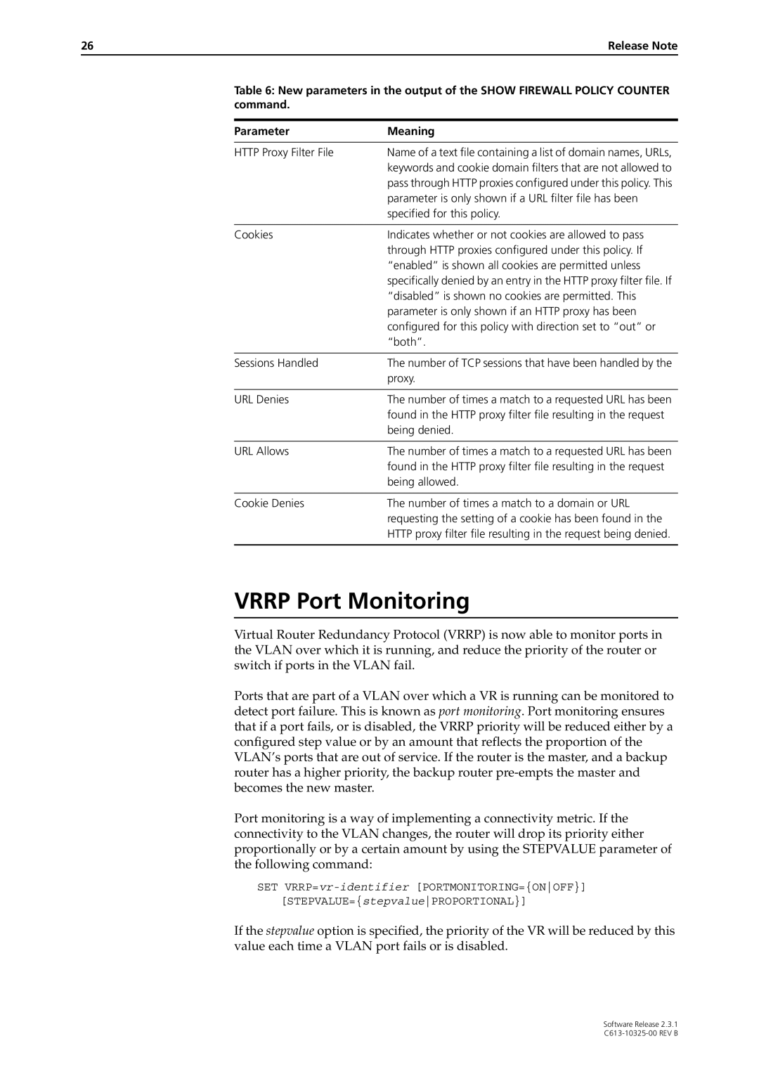 Allied Telesis AT-AR300 manual Vrrp Port Monitoring, Http Proxy Filter File 