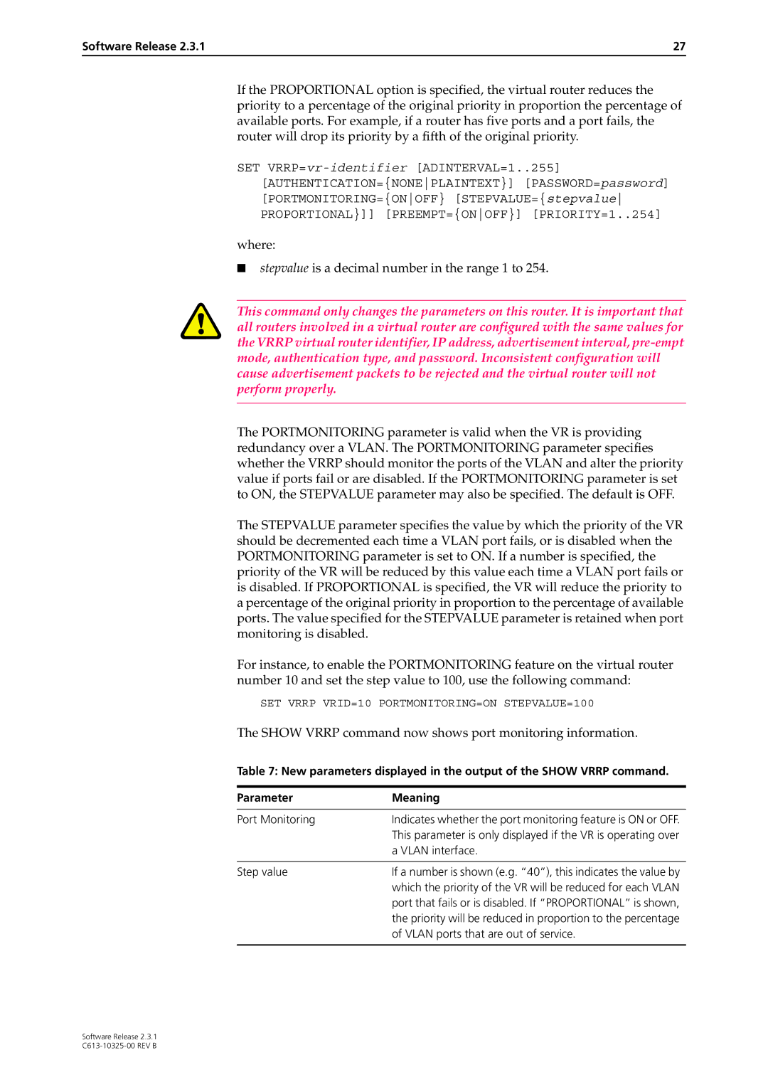 Allied Telesis AT-AR300 manual Where Stepvalue is a decimal number in the range 1 to 