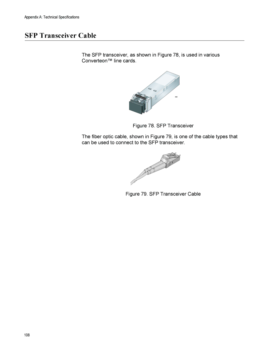 Allied Telesis AT-CV5000 manual SFP Transceiver Cable 