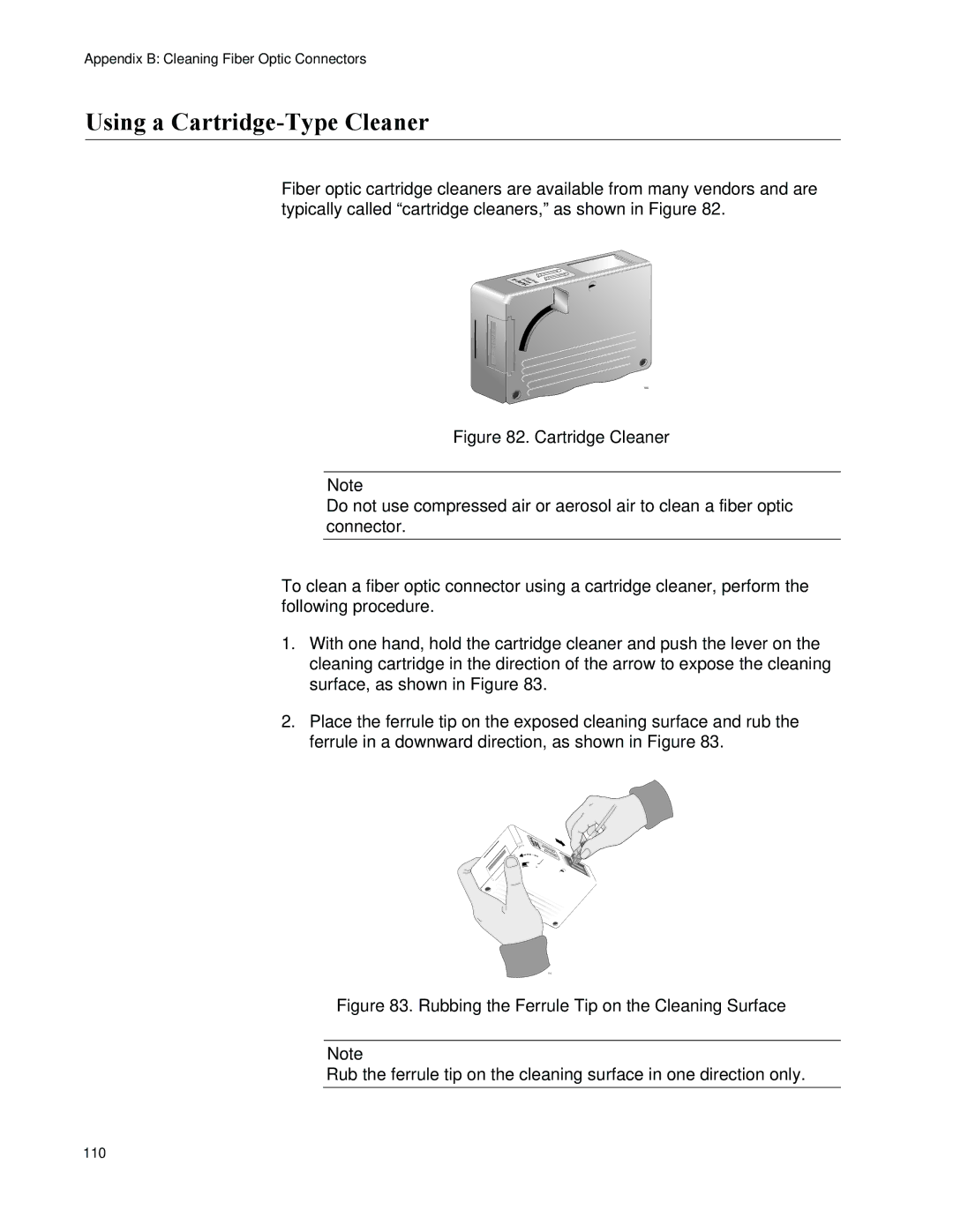 Allied Telesis AT-CV5000 manual Using a Cartridge-Type Cleaner 