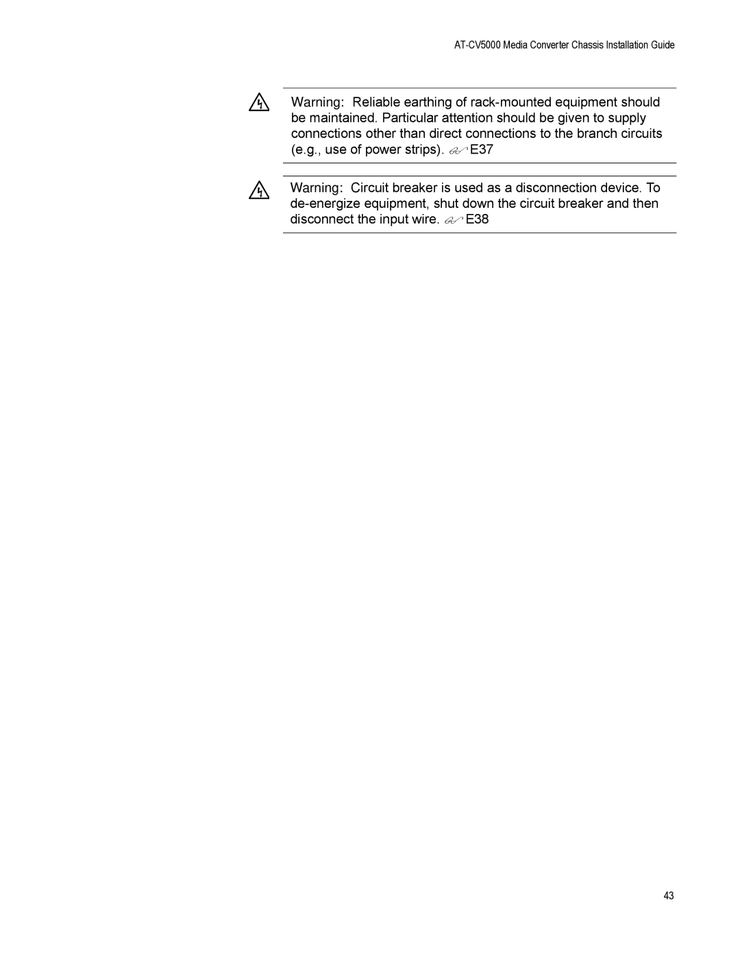 Allied Telesis manual AT-CV5000 Media Converter Chassis Installation Guide 