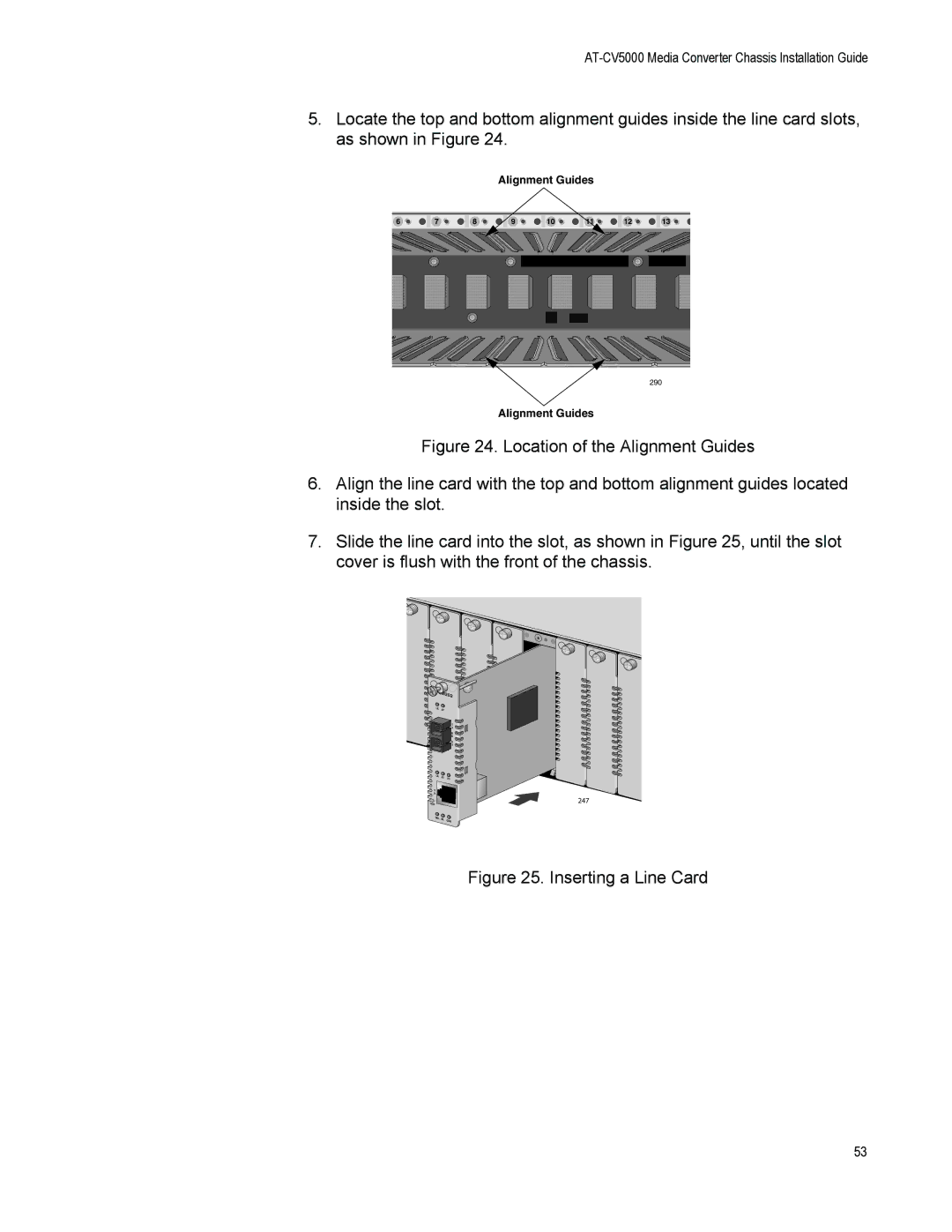 Allied Telesis AT-CV5000 manual Inserting a Line Card 