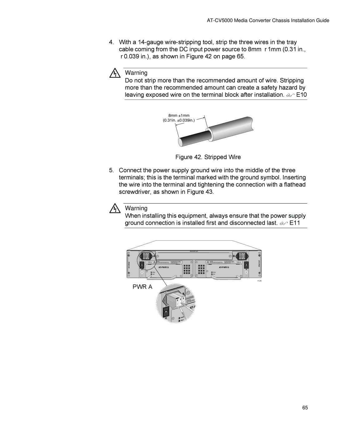 Allied Telesis AT-CV5000 manual 8mm ±1mm 31in. ±0.039in 