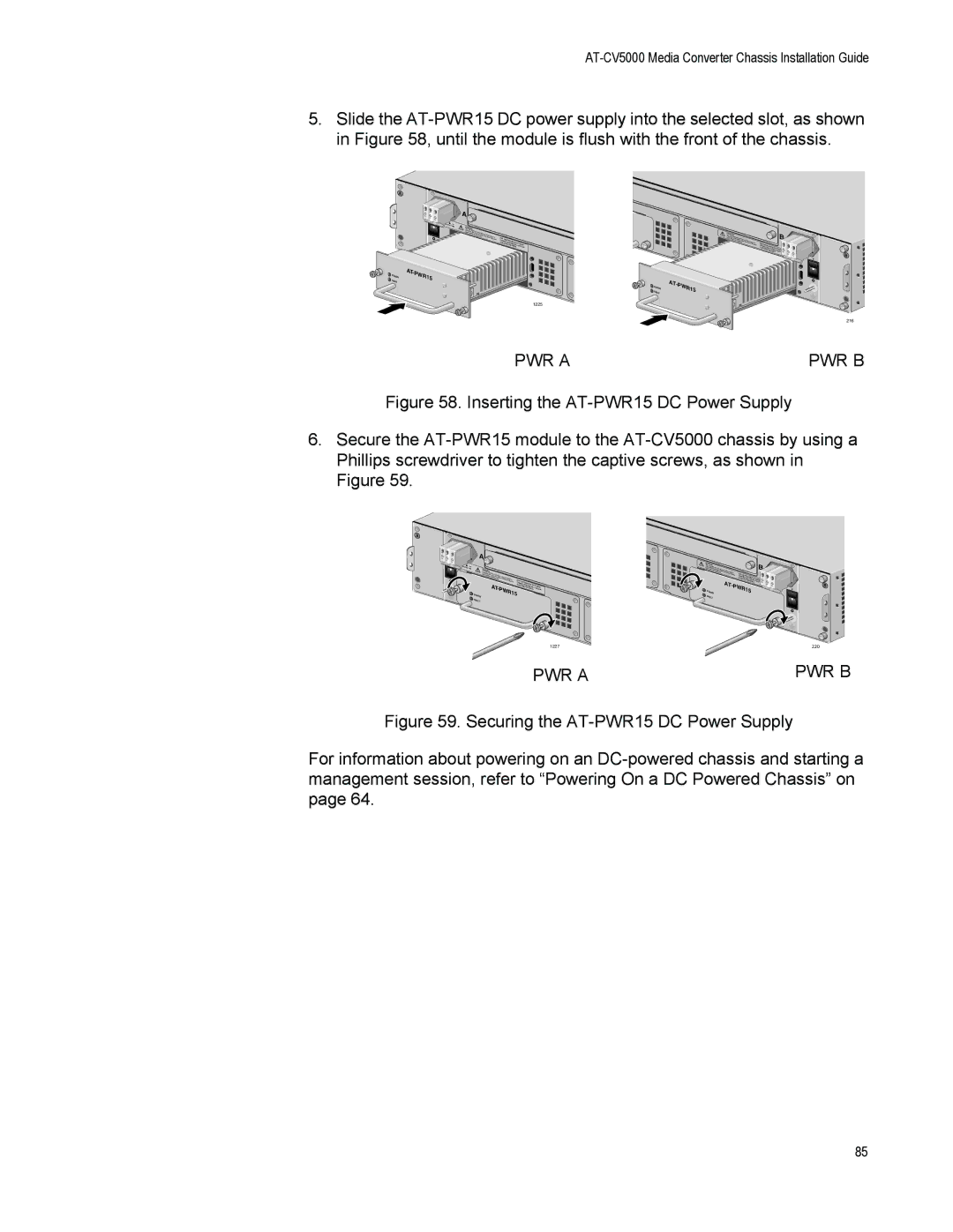 Allied Telesis AT-CV5000 manual AT-PWR15 