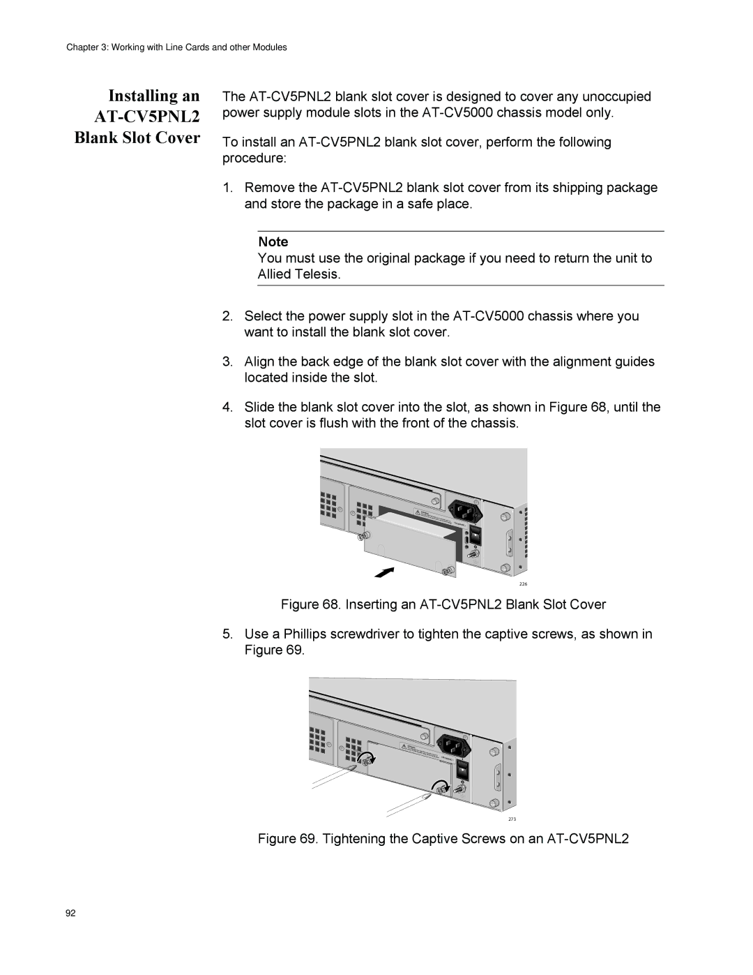 Allied Telesis AT-CV5000 manual AT-CV5PNL2 