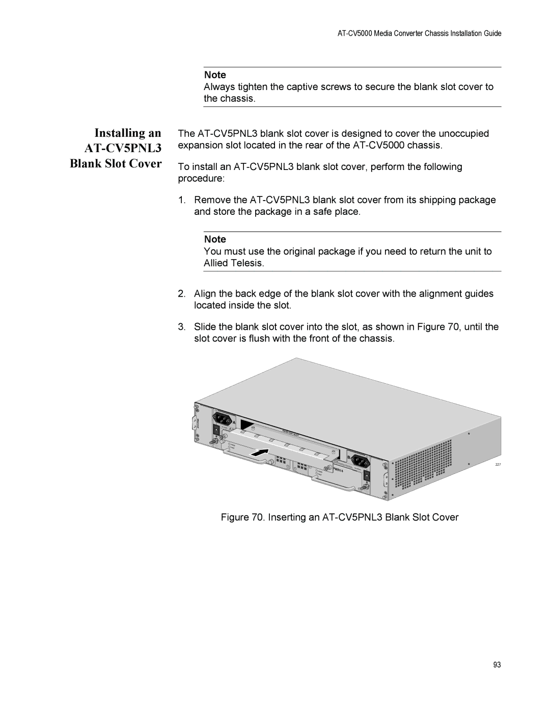 Allied Telesis AT-CV5000 manual AT-CV5PNL3 