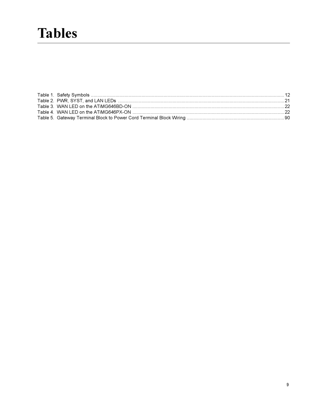 Allied Telesis AT-iMG646PX-ON, AT-EN646 manual Tables 