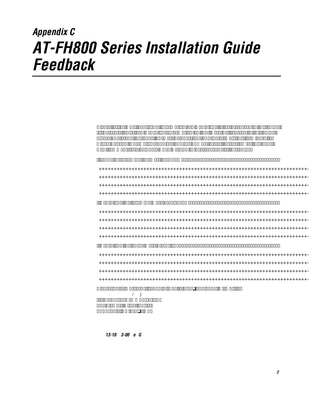 Allied Telesis AT-FH812U-SW, AT-FH824U-SW manual AT-FH800 Series Installation Guide Feedback 