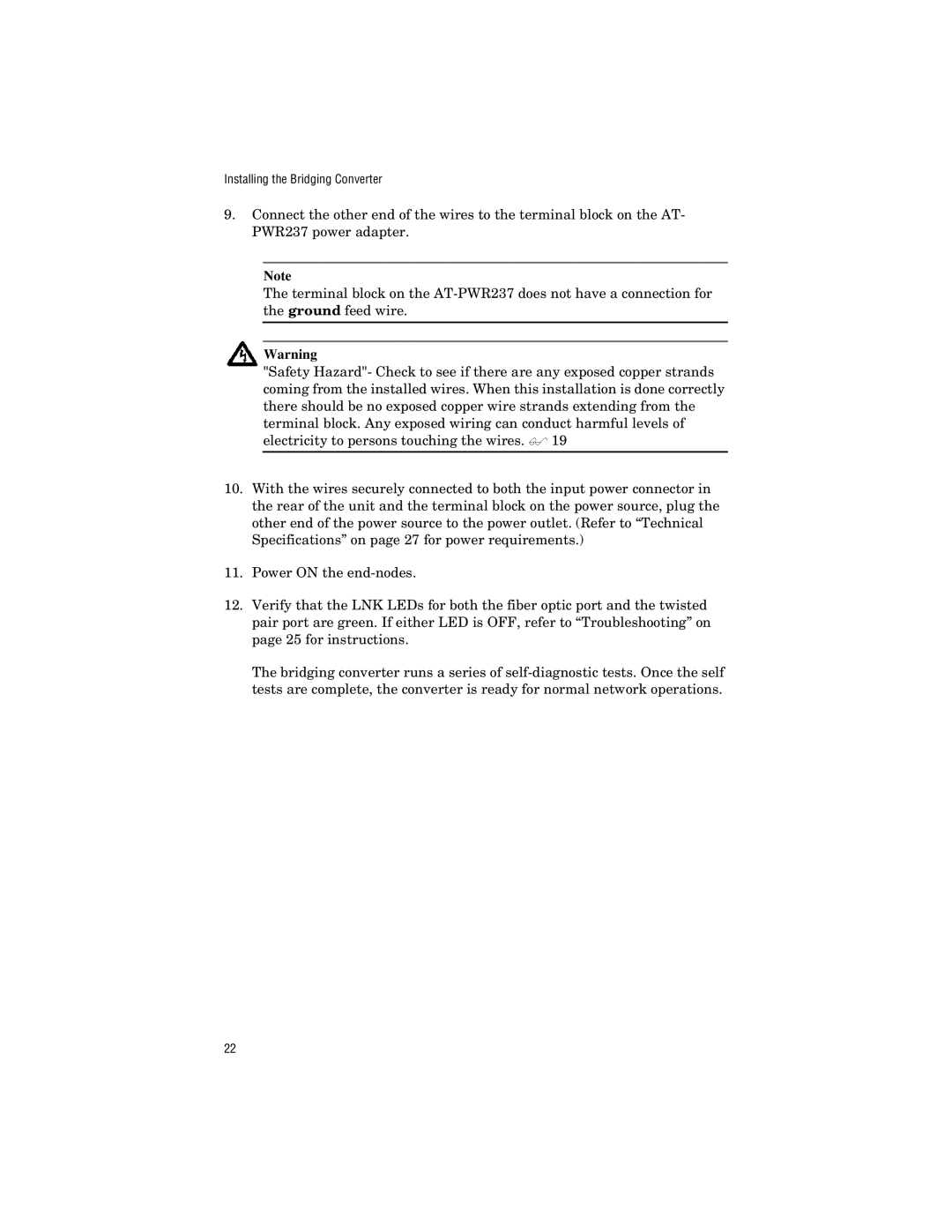 Allied Telesis AT-FS238a/2, AT-FS238b/1, AT-FS238b/2, AT-FS238a/1 manual Installing the Bridging Converter 