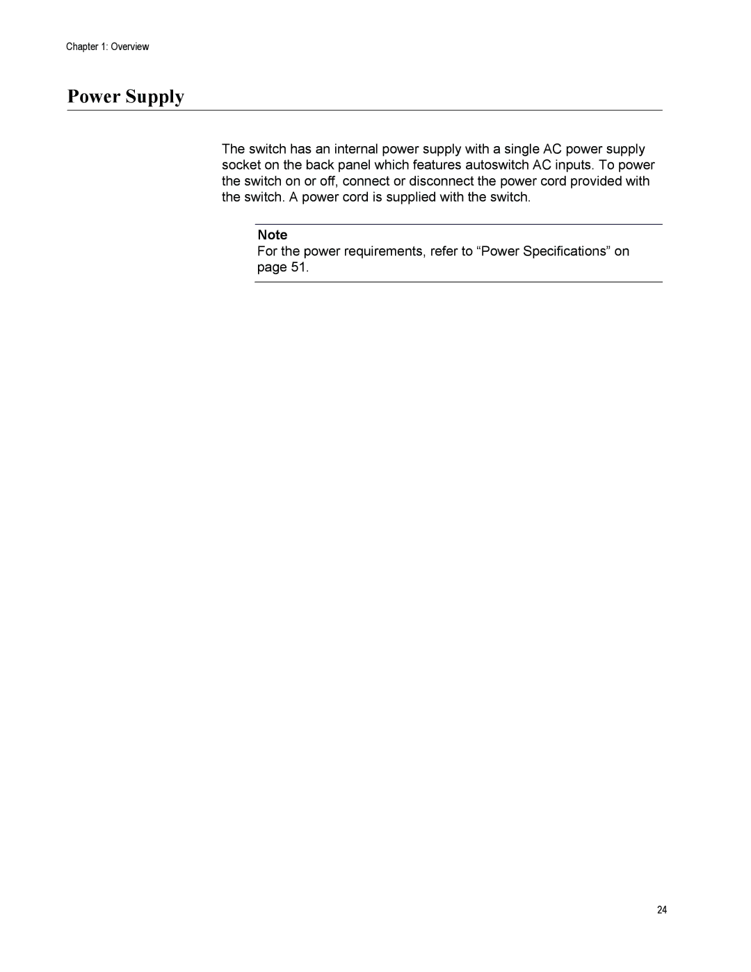 Allied Telesis AT-FS750/24POE manual Power Supply 