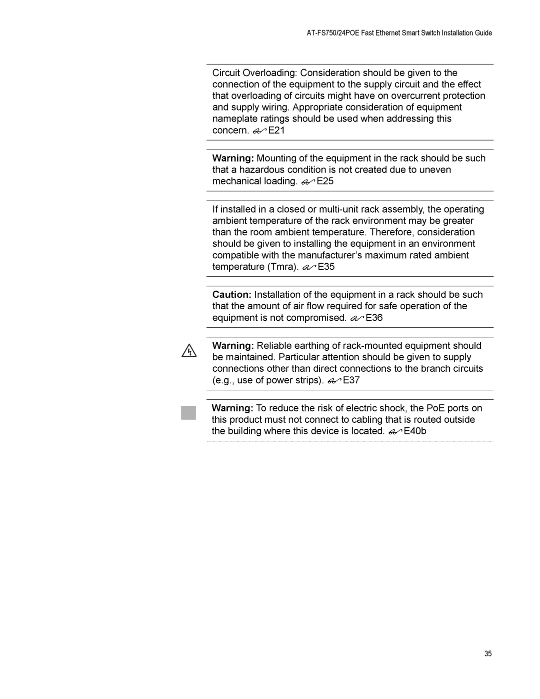 Allied Telesis manual AT-FS750/24POE Fast Ethernet Smart Switch Installation Guide 