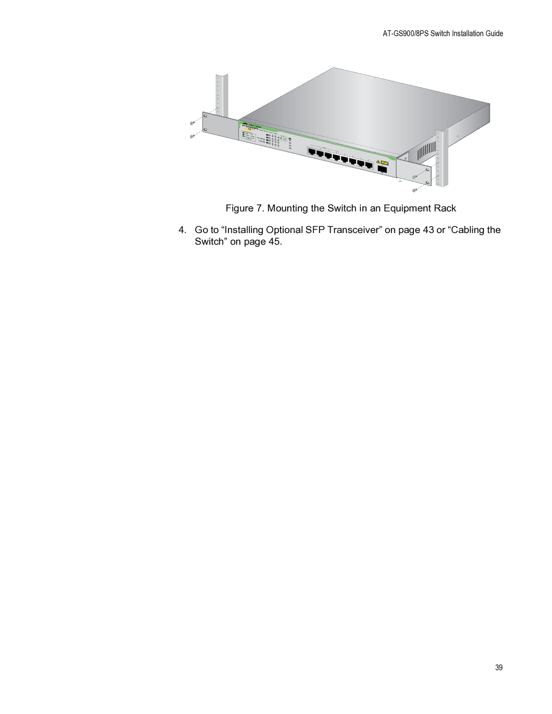 Allied Telesis manual AT-GS900/8PS Switch Installation Guide 