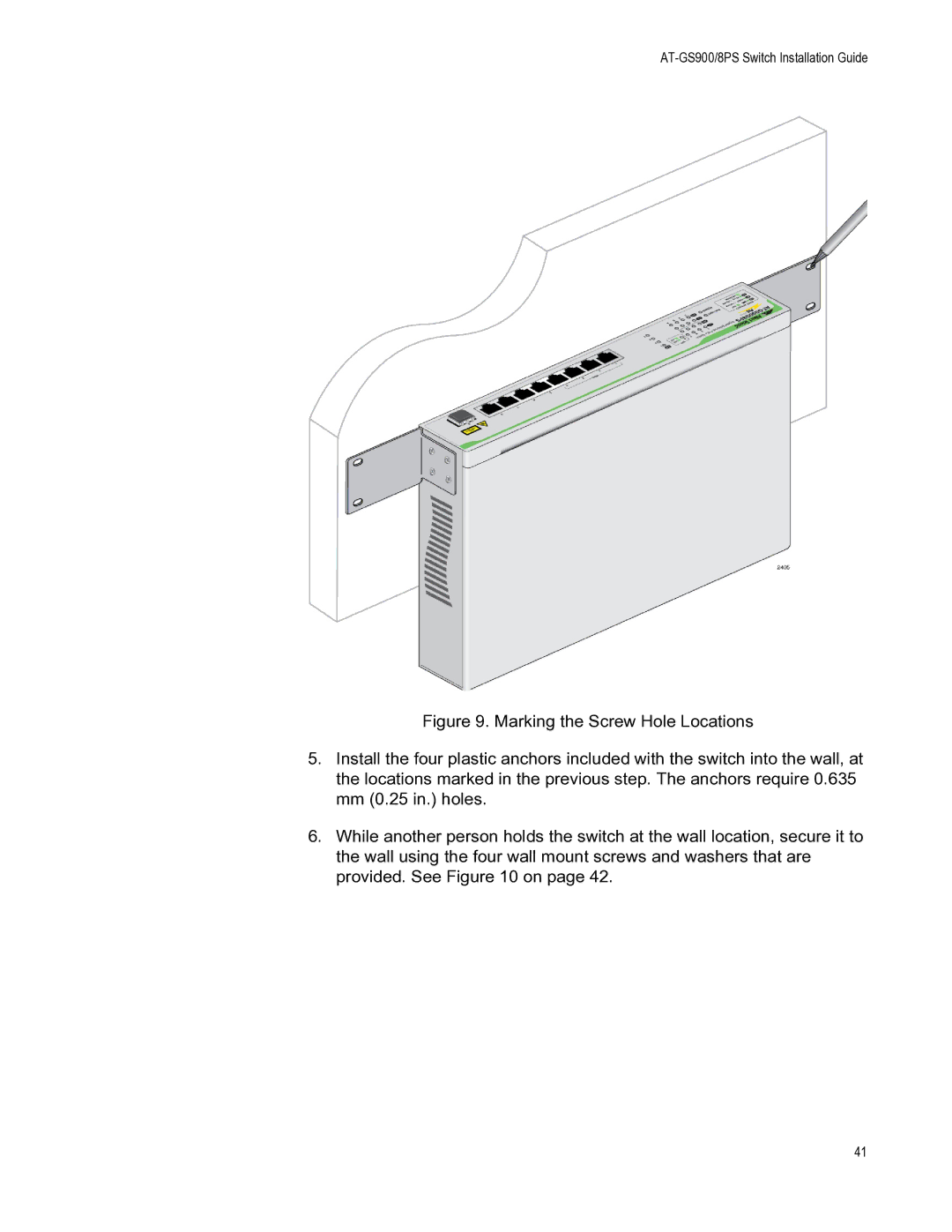 Allied Telesis manual AT-GS900/8PS Switch Installation Guide 