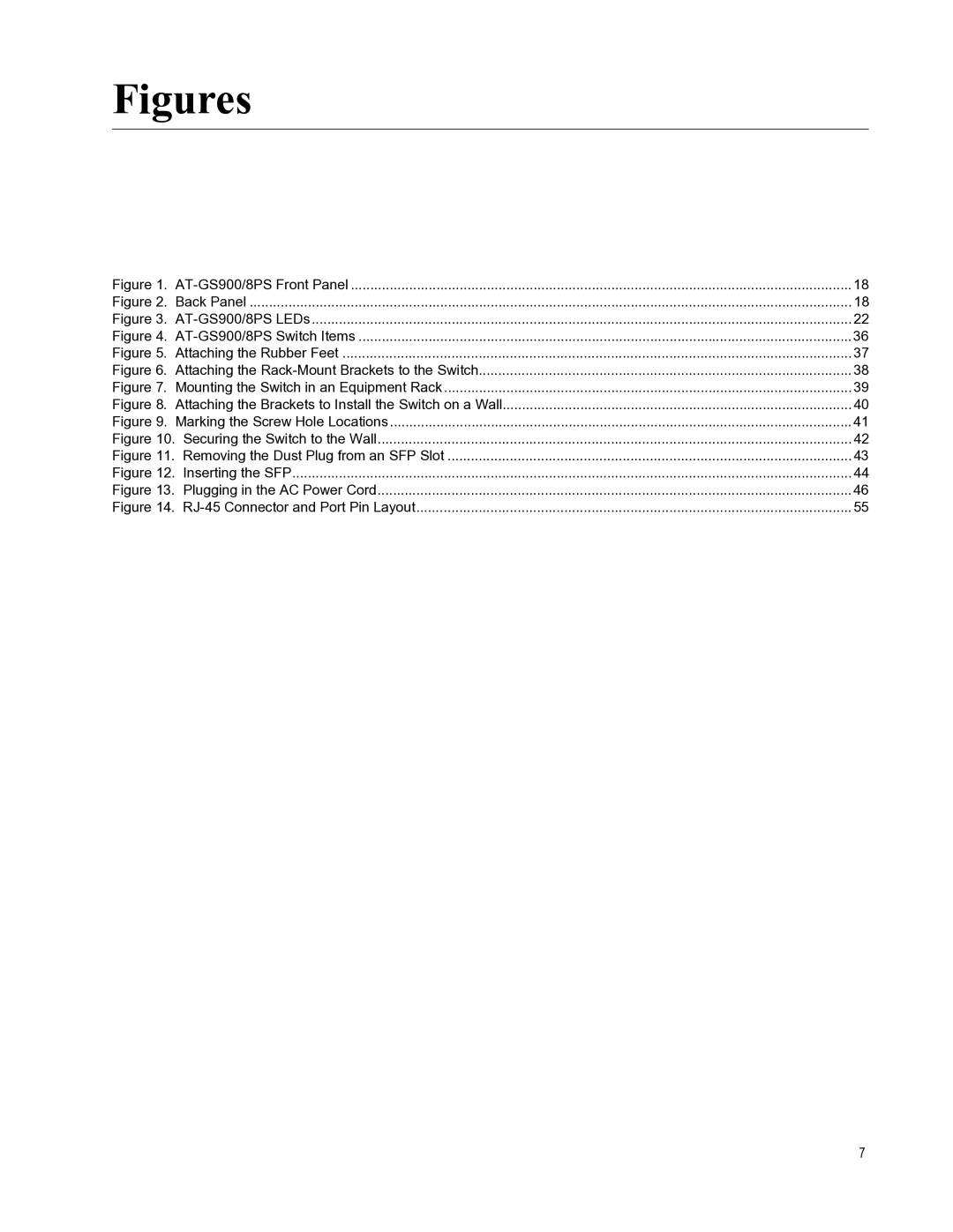 Allied Telesis AT-GS900/8PS manual Figures 