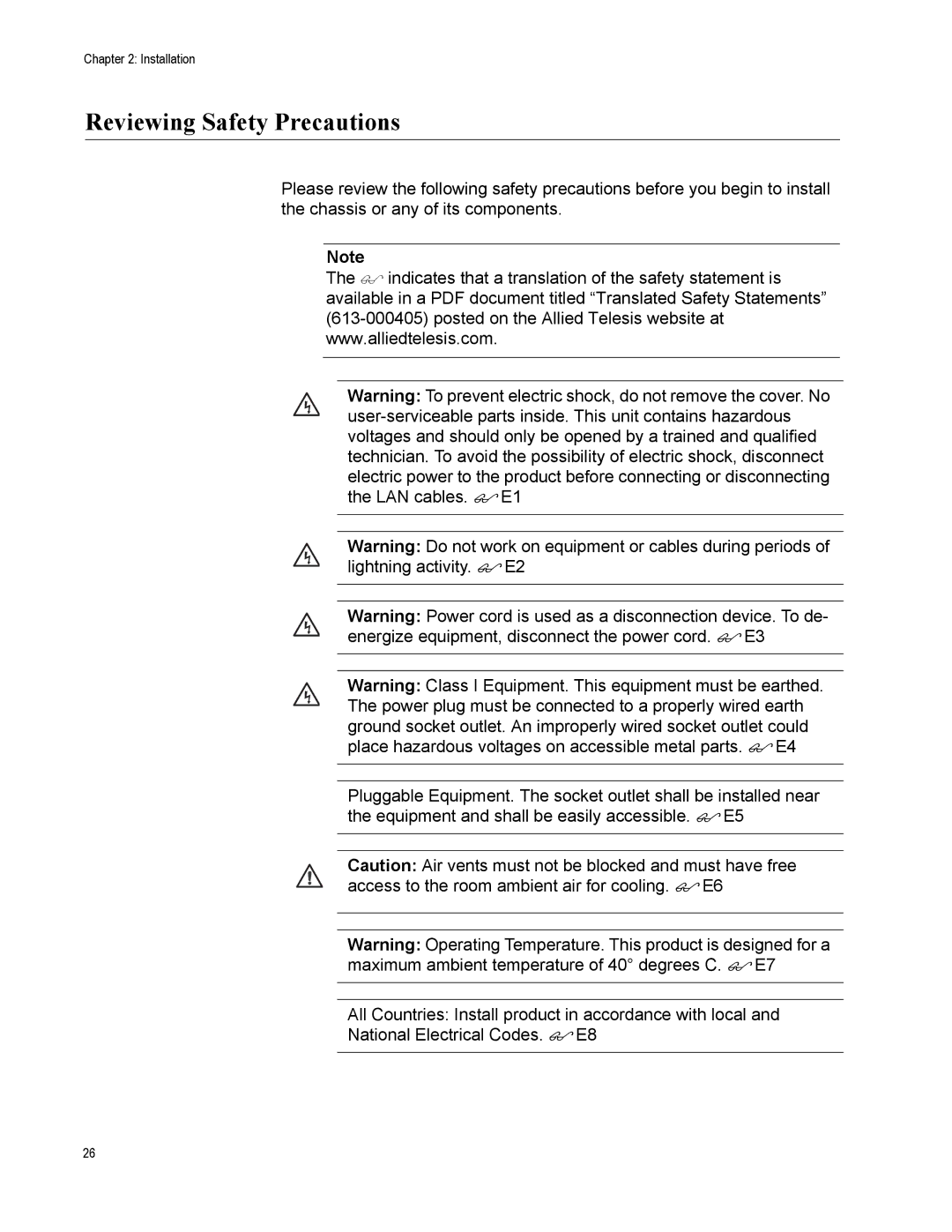 Allied Telesis AT-GS950/16-10 manual Reviewing Safety Precautions 