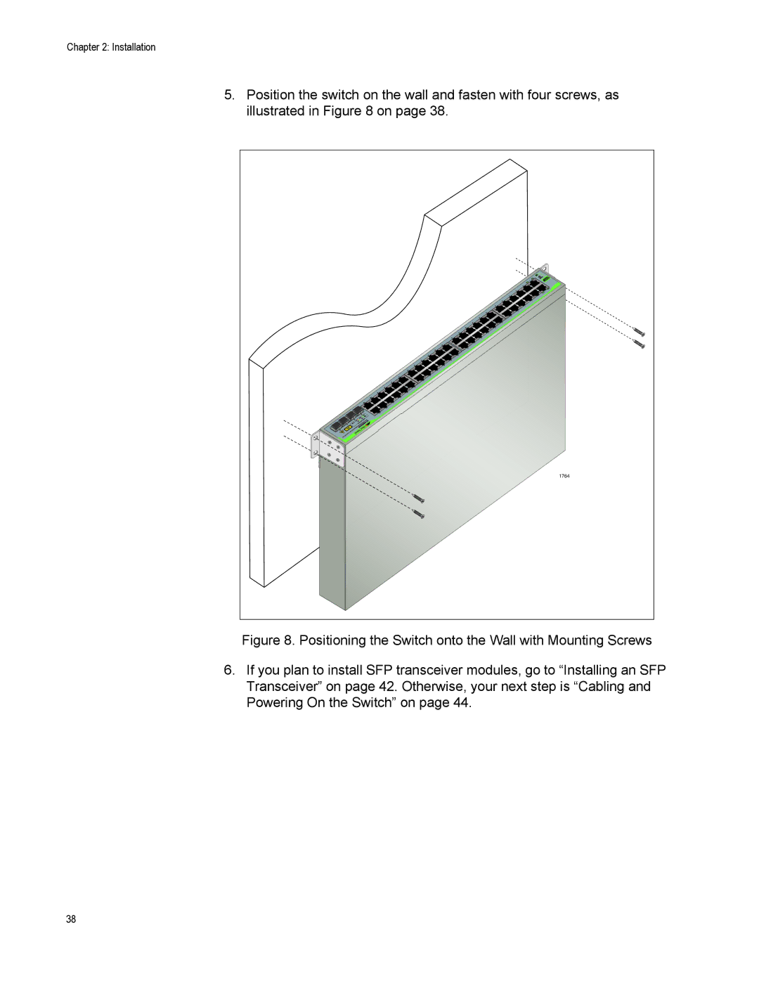 Allied Telesis AT-GS950/48 manual Positioning the Switch onto the Wall with Mounting Screws 