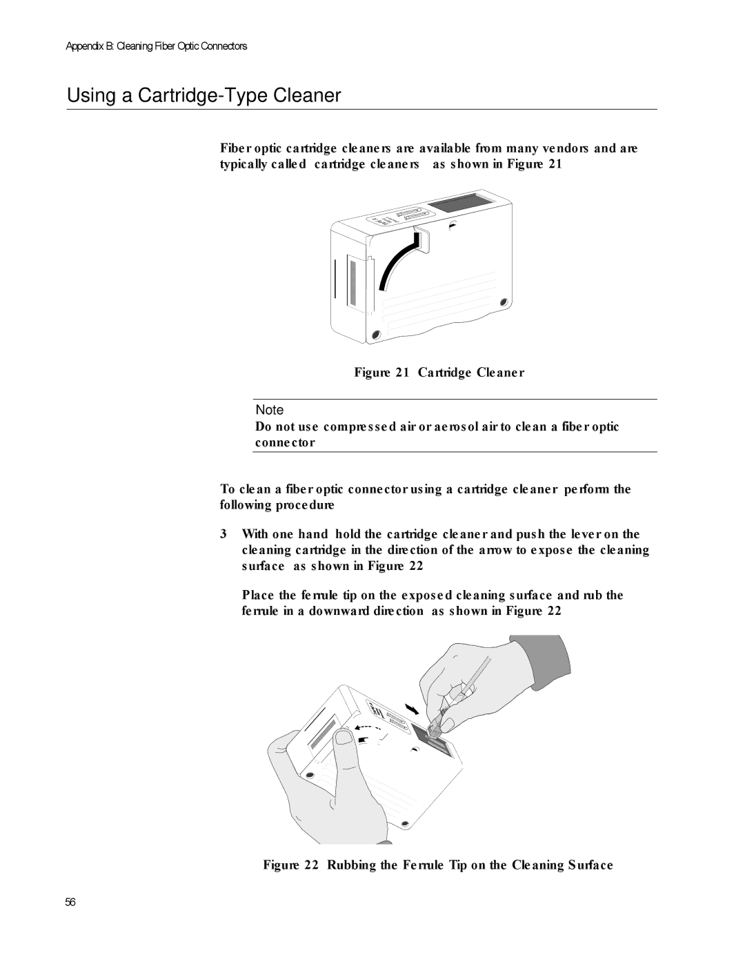 Allied Telesis AT-GS950/48 manual Using a Cartridge-Type Cleaner, Rubbing the Ferrule Tip on the Cleaning Surface 