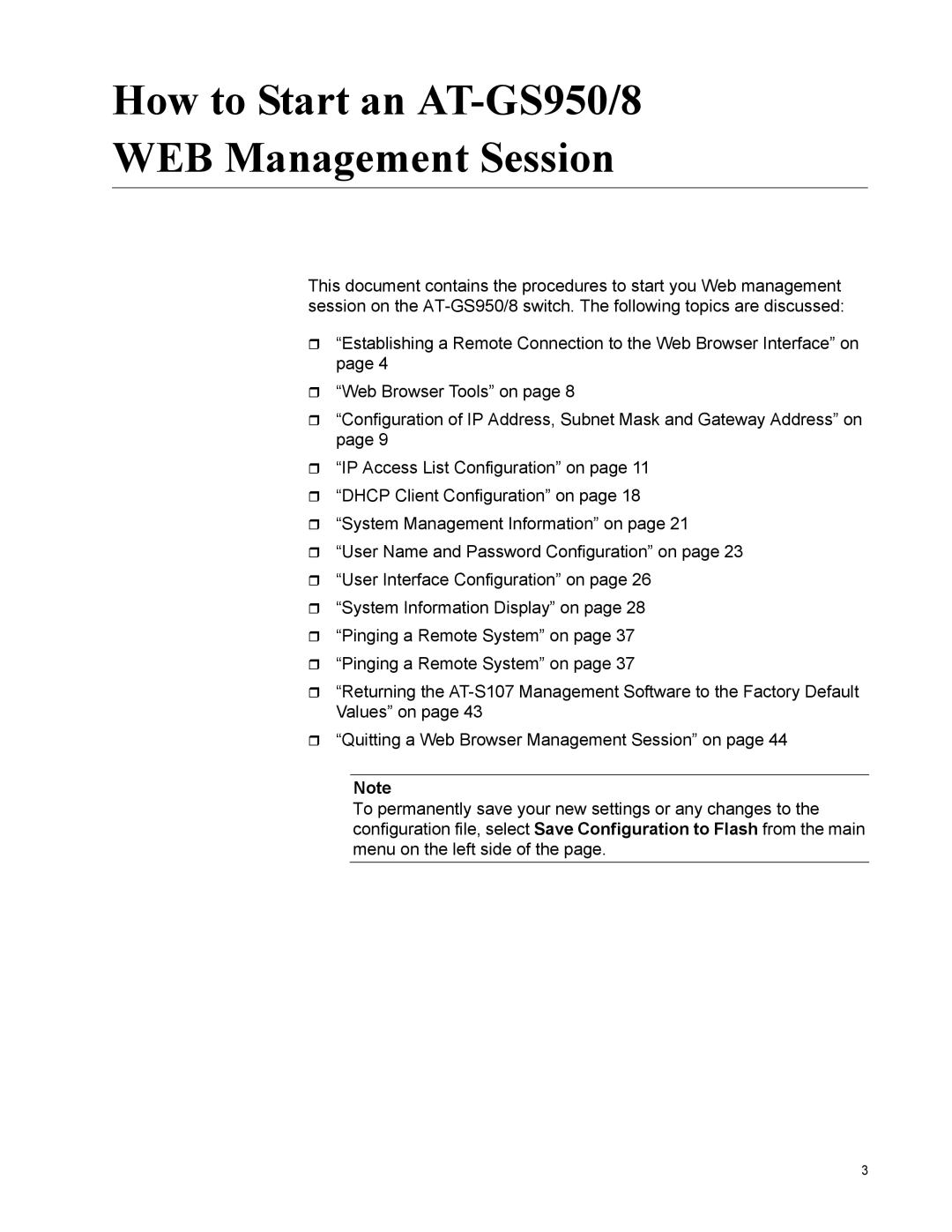 Allied Telesis manual How to Start an AT-GS950/8 WEB Management Session 