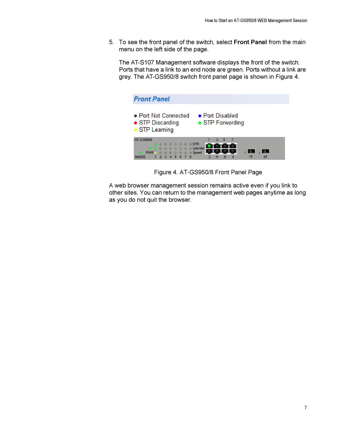 Allied Telesis manual How to Start an AT-GS950/8 WEB Management Session 