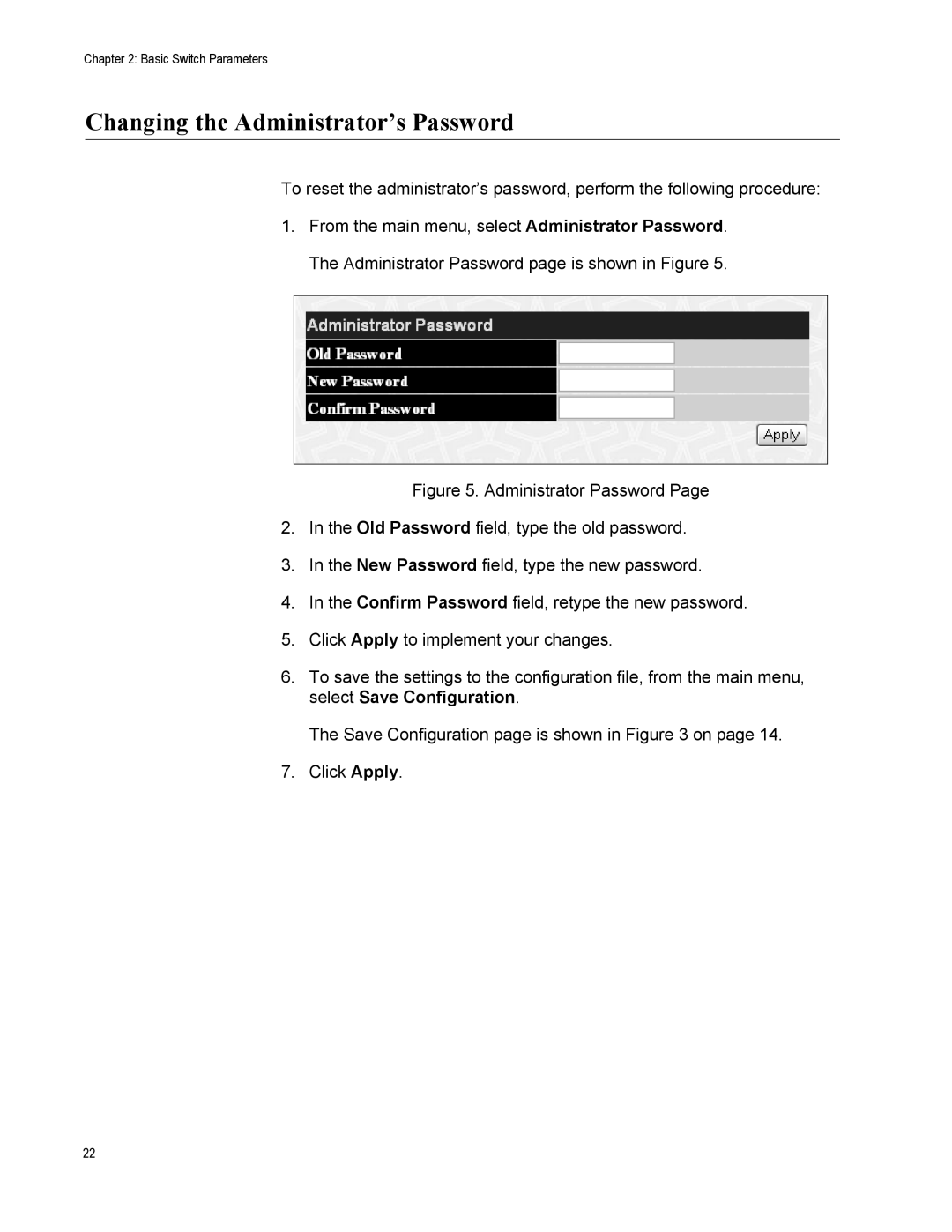 Allied Telesis AT-GS950/8 manual Changing the Administrator’s Password 