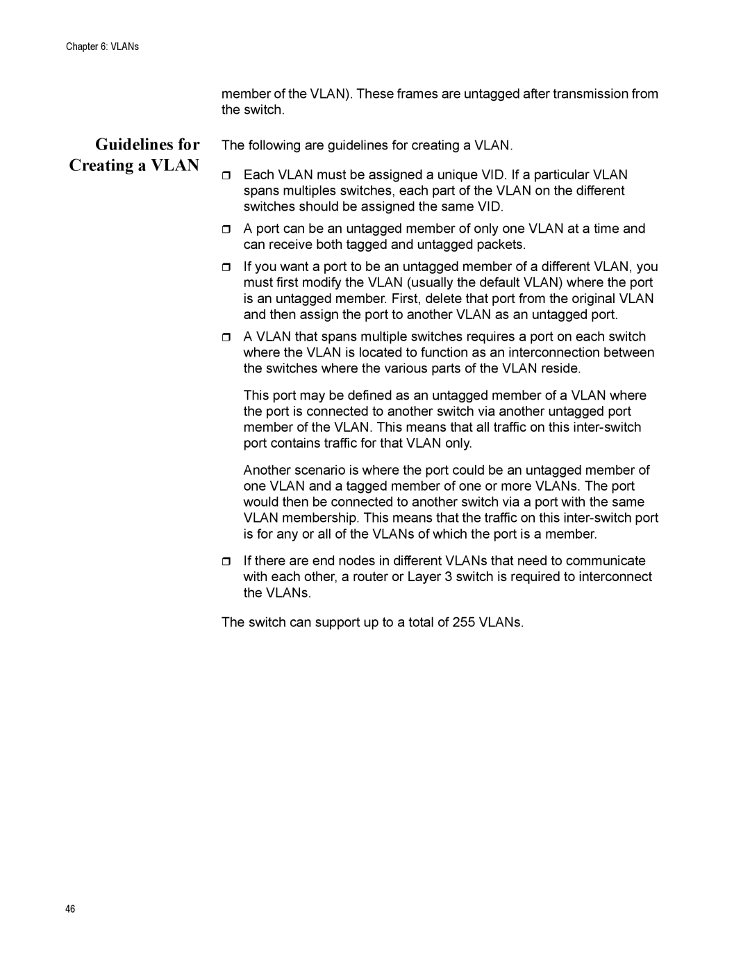 Allied Telesis AT-GS950/8 manual Guidelines for Creating a Vlan 