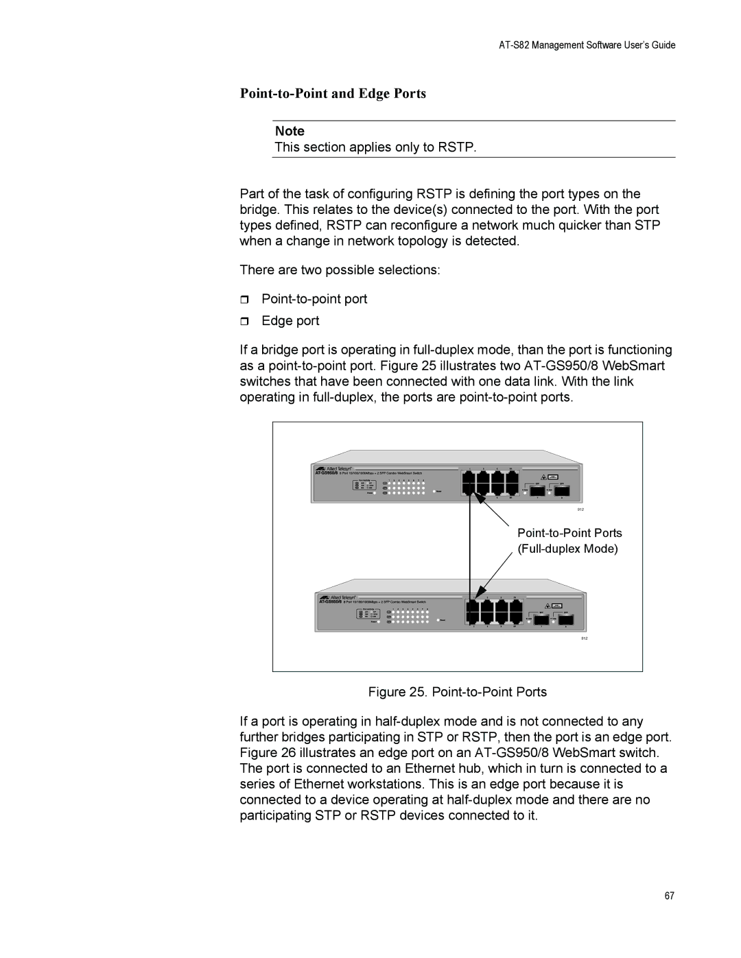 Allied Telesis AT-GS950/8 manual Point-to-Point and Edge Ports 