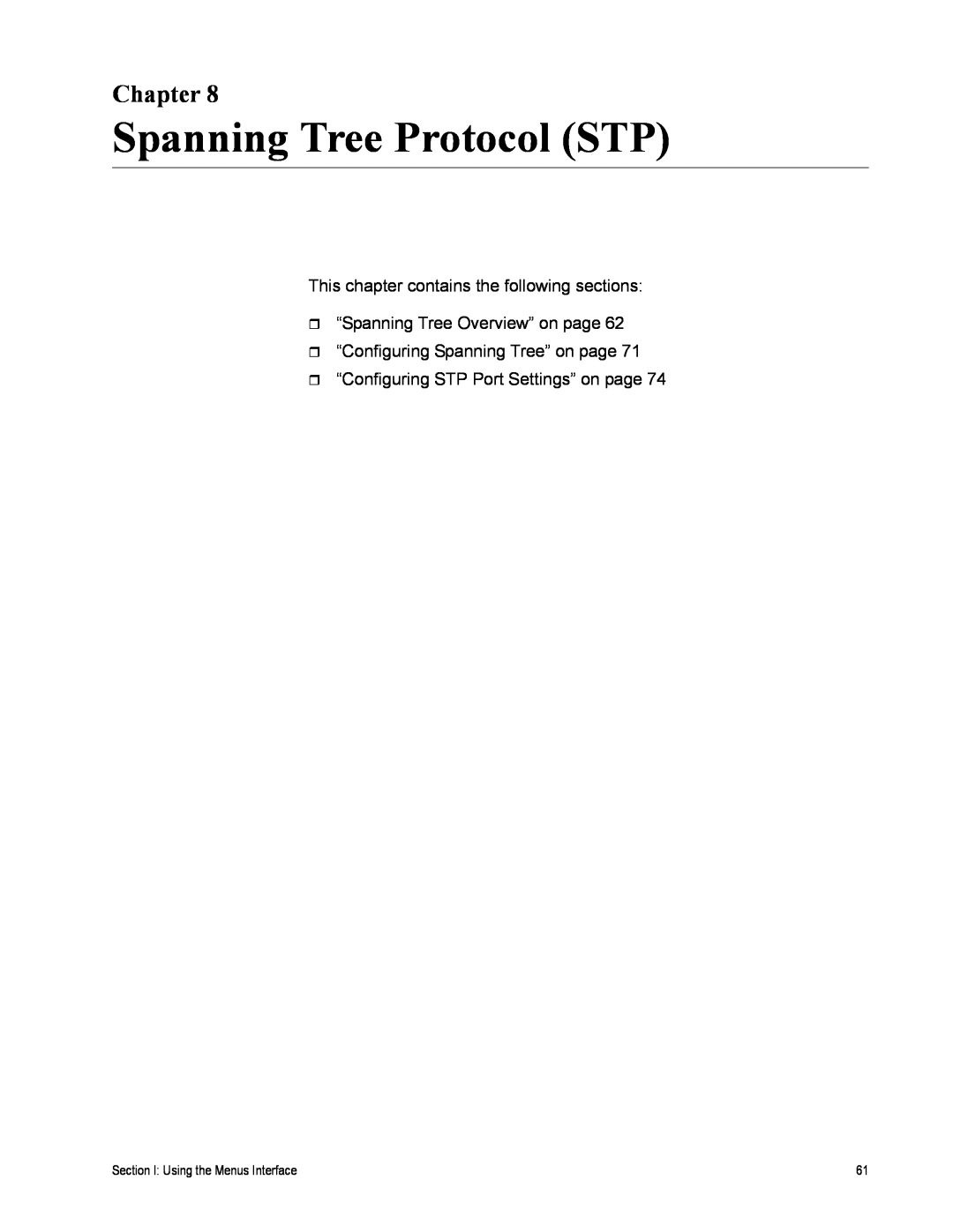 Allied Telesis AT-GS950/8 manual Spanning Tree Protocol STP, Chapter 