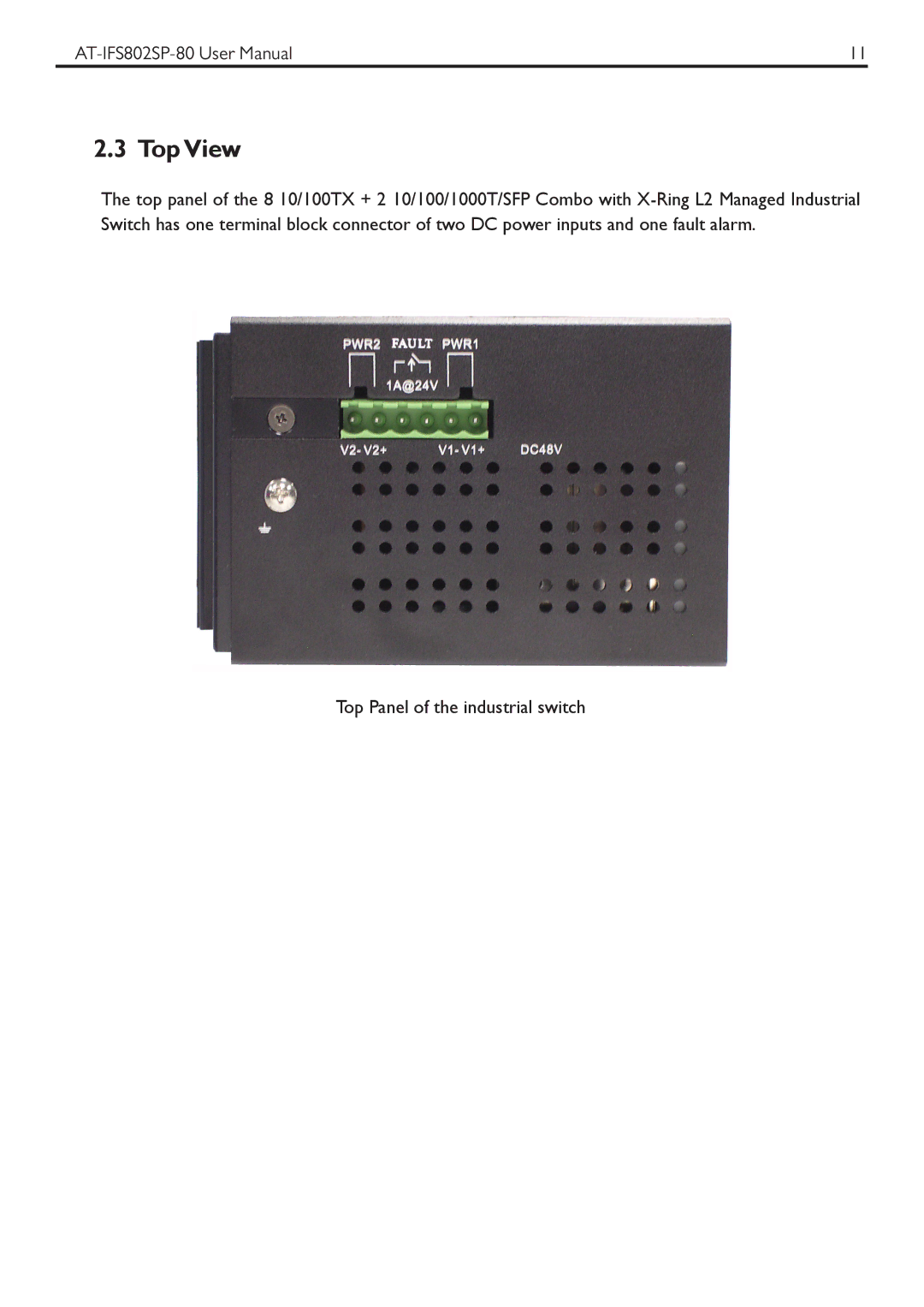 Allied Telesis AT-IFS802SP manual Top View 