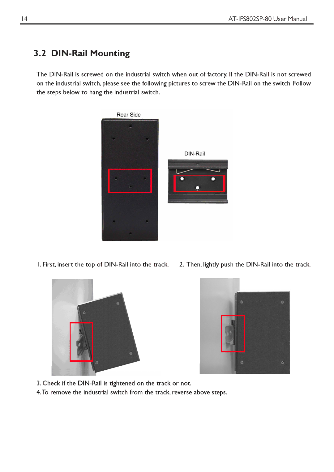 Allied Telesis AT-IFS802SP manual DIN-Rail Mounting 