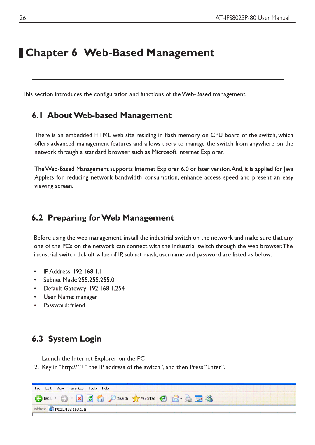 Allied Telesis AT-IFS802SP Web-Based Management, About Web-based Management, Preparing for Web Management, System Login 