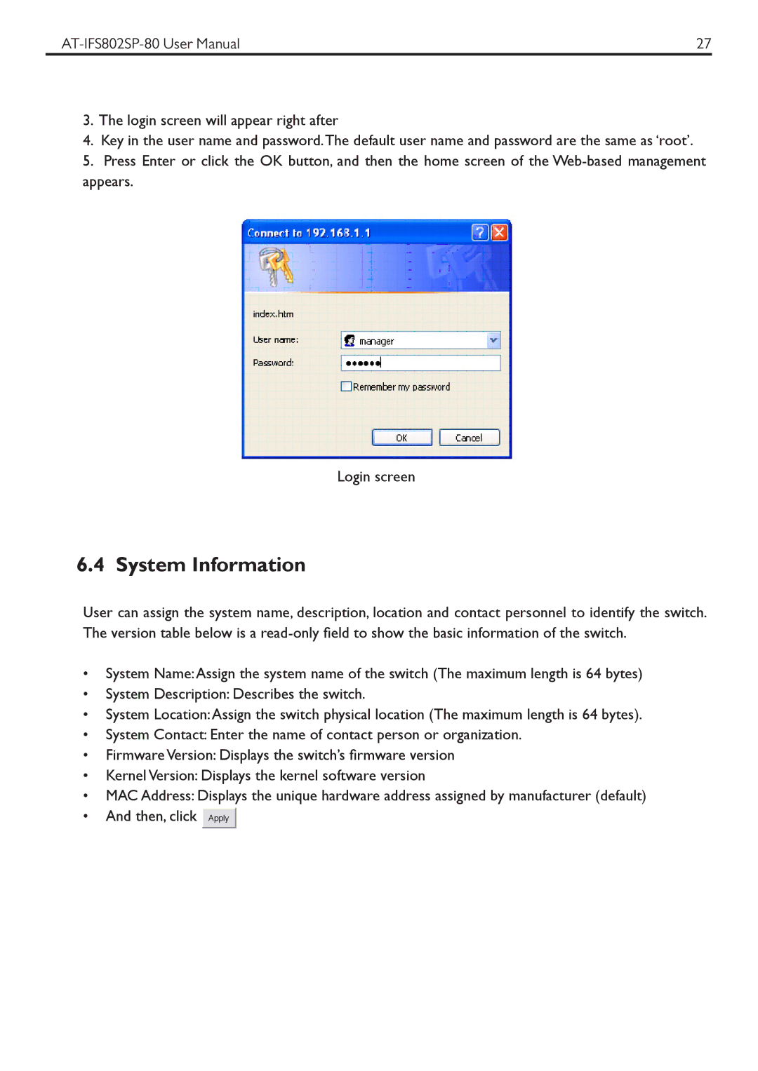 Allied Telesis AT-IFS802SP manual System Information 