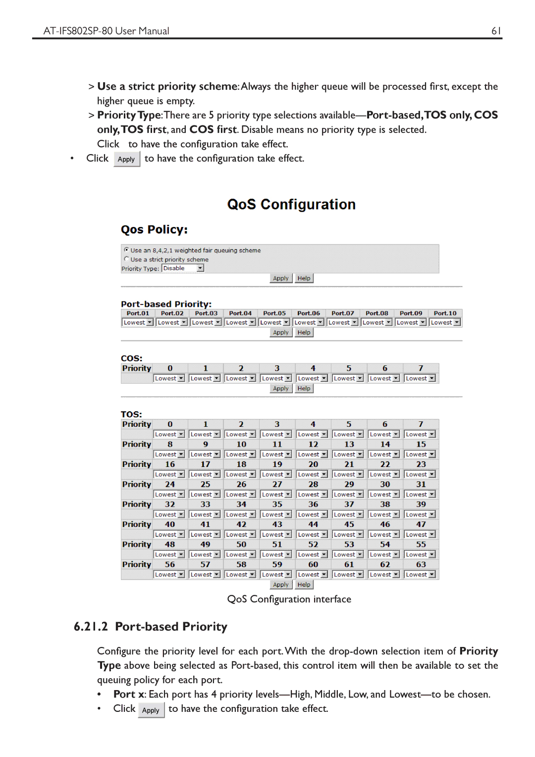 Allied Telesis AT-IFS802SP manual Port-based Priority 