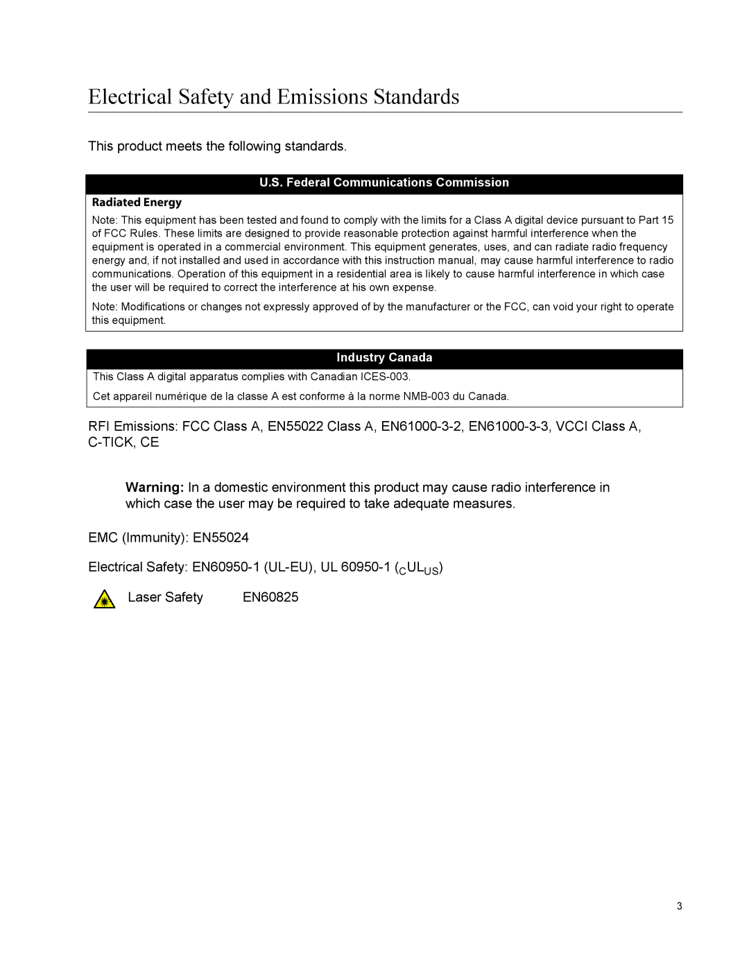 Allied Telesis AT-IX5-28GPX manual Electrical Safety and Emissions Standards 