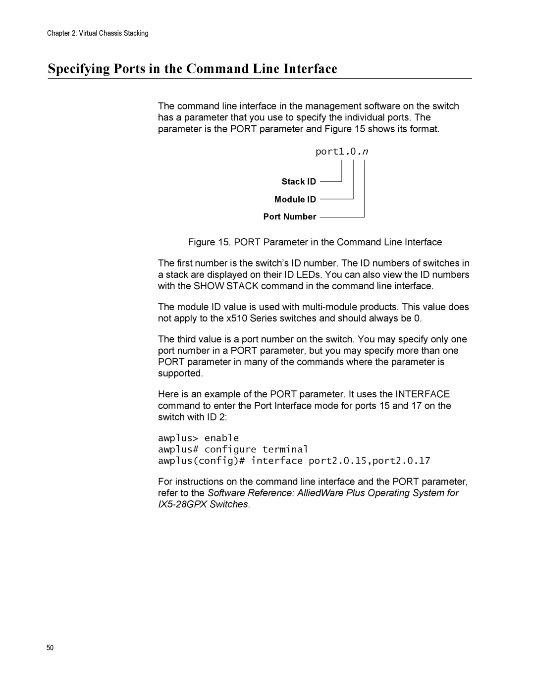 Allied Telesis AT-IX5-28GPX manual Specifying Ports in the Command Line Interface, Port1.0.n 